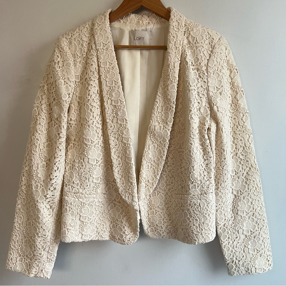LOFT Women's Cream Lace‎ Jacket